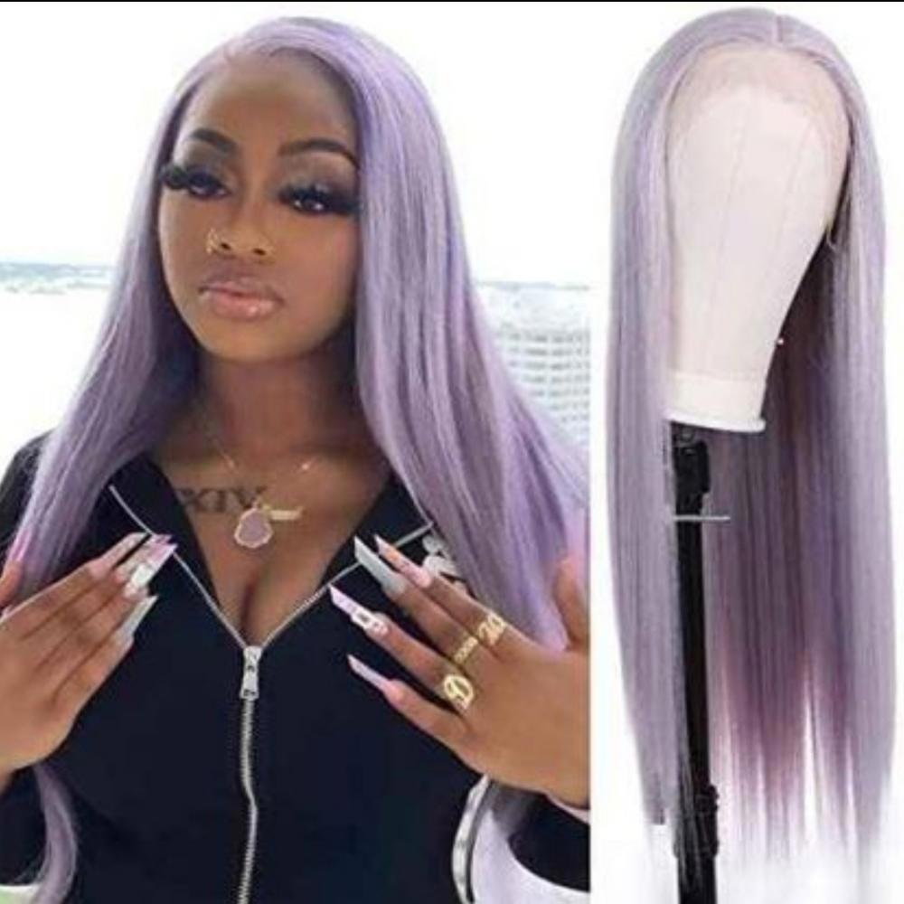 Long Straight Light Purple Kanekalon Synthetic Wig 22 Inches Cosplay Wig